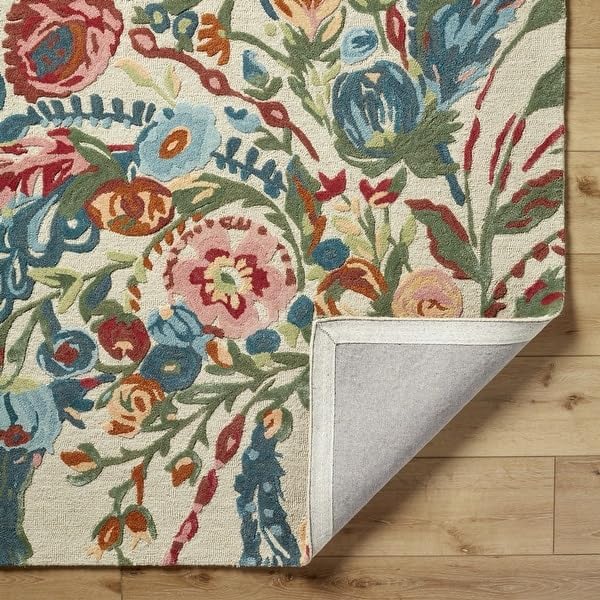 ODETTE RUGS Handmade Floral Area Rug Elegant Wool Flower Garden Design Rug Thick Durable Carpet for Entryways Living Room Bedroom Dining Room - Image 22