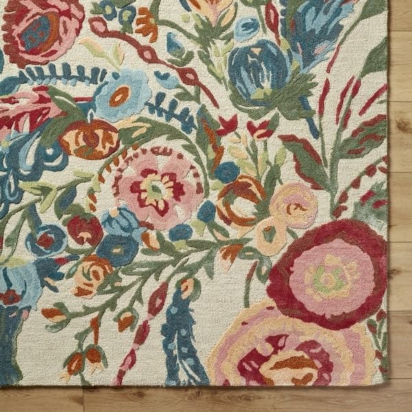 ODETTE RUGS Handmade Floral Area Rug Elegant Wool Flower Garden Design Rug Thick Durable Carpet for Entryways Living Room Bedroom Dining Room - Image 21