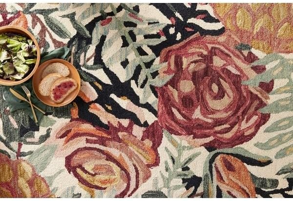 ODETTE RUGS Handmade Floral Area Rug Elegant Wool Flower Garden Design Rug Thick Durable Carpet for Entryways Living Room Bedroom Dining Room - Image 8