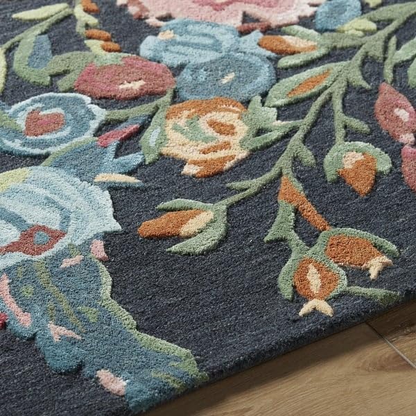 ODETTE RUGS Handmade Floral Area Rug Elegant Wool Flower Garden Design Rug Thick Durable Carpet for Entryways Living Room Bedroom Dining Room - Image 15
