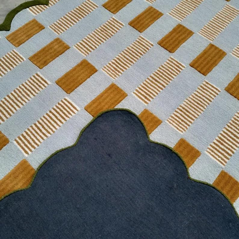 Matilda Goad Plaid Scallop Beige Color Rug - Image 6