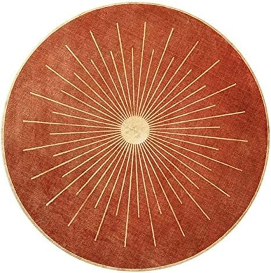 Round Sun Design Tufted Rug