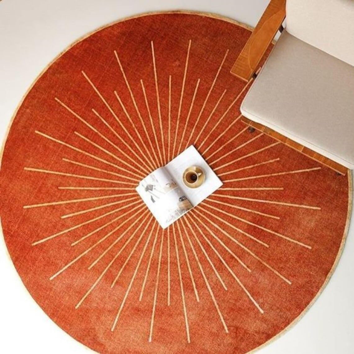 Round Sun Design Tufted Rug - Image 3