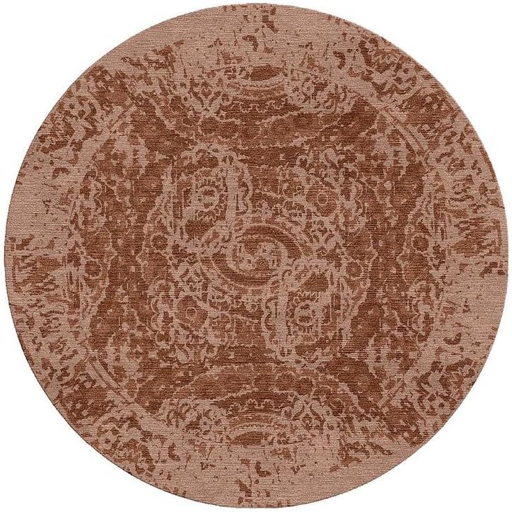 Circular Design Round Abstract Area Rug (Wine)