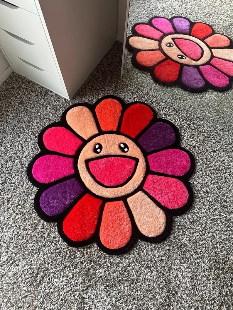 Takashi Murakami Smiley Flower Design Rug - Image 8