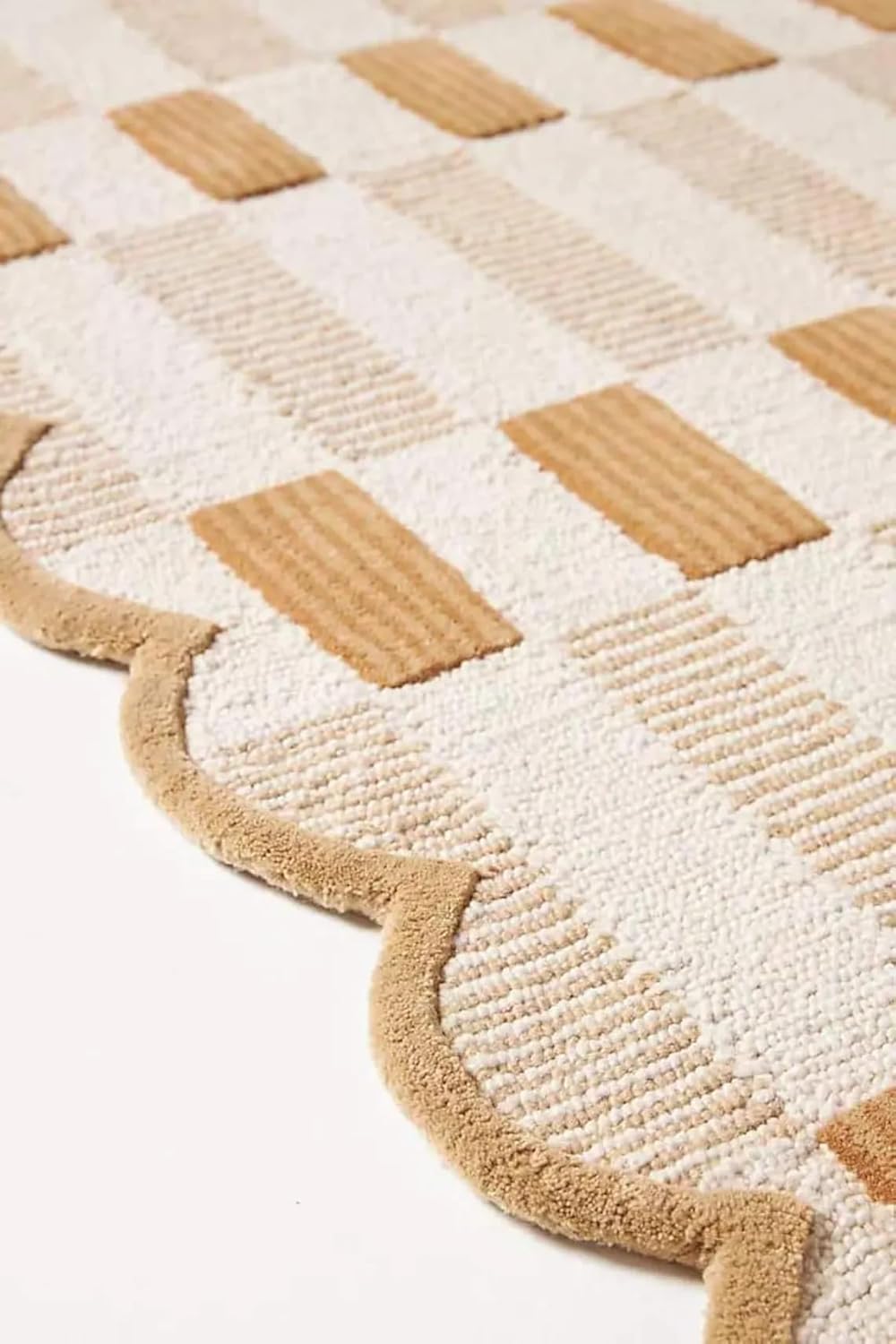Matilda Goad Plaid Scallop Beige Color Rug - Image 3