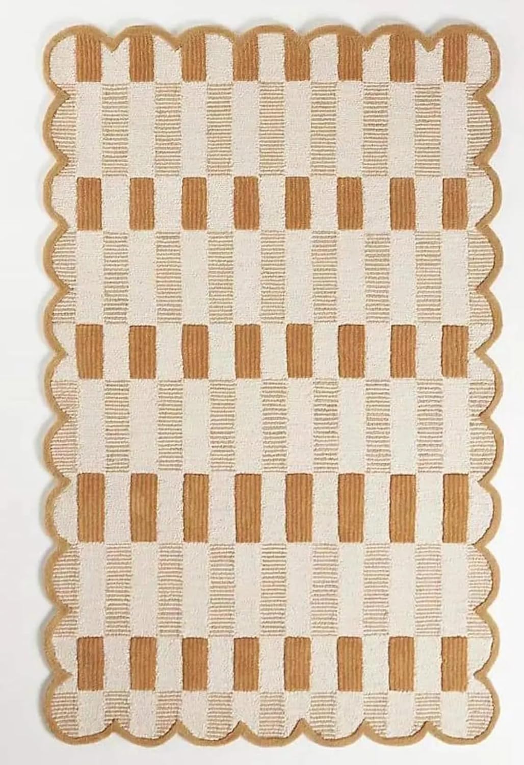 Matilda Goad Plaid Scallop Beige Color Rug