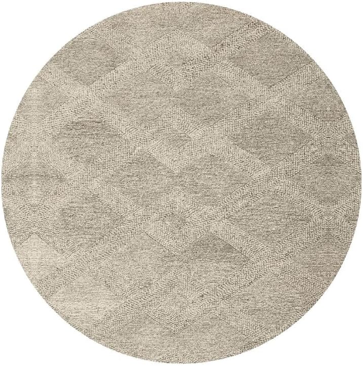 ODETTE RUGS Hand-Tufted Textured Area Rug Soft Wool Modern Rug Durable Geometric Pattern Non-Slip Carpet for Home Decor High Traffic Areas Living Room Dining Room Bedroom (Round) - Image 4
