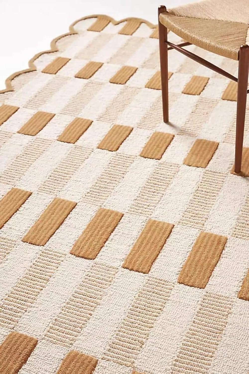 Matilda Goad Plaid Scallop Beige Color Rug - Image 2