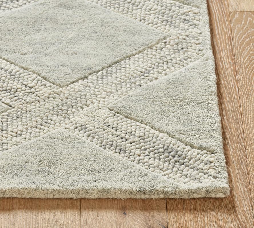 ODETTE RUGS Hand-Tufted Textured Area Rug Soft Wool Modern Rug Durable Geometric Pattern Non-Slip Carpet for Home Decor High Traffic Areas Living Room Dining Room Bedroom (Cloud Blue) - Image 4