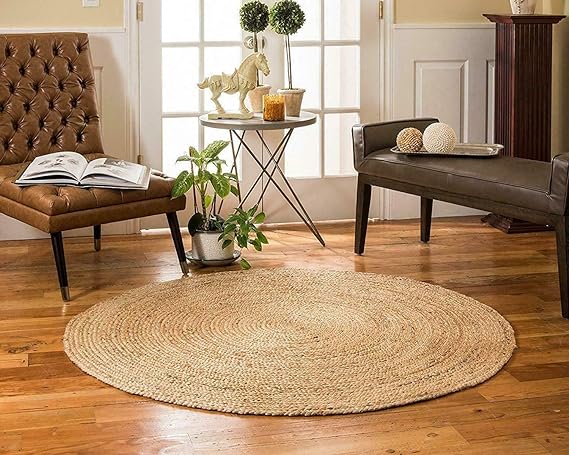 Round Braided Natural Jute Rug