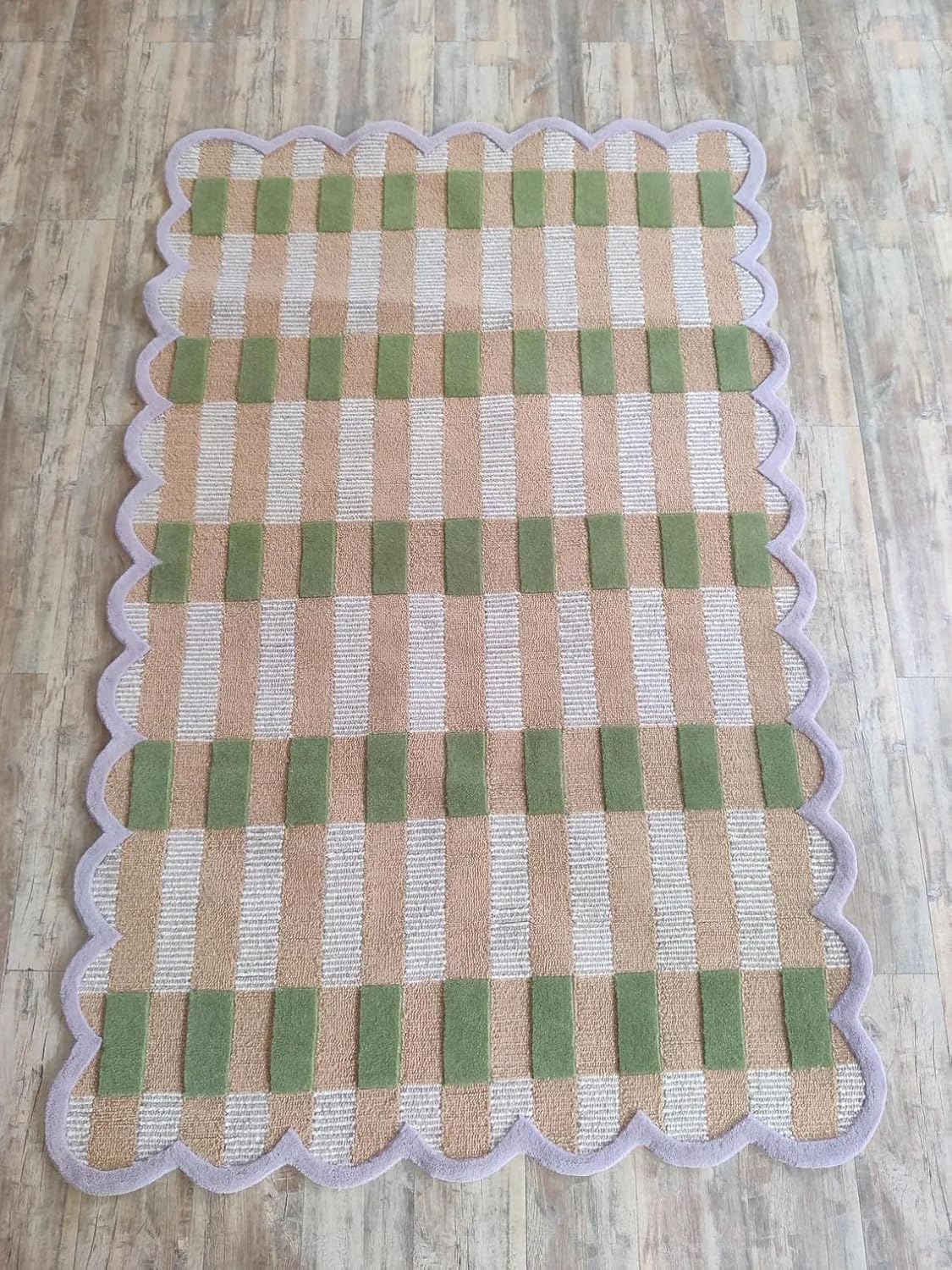 Matilda Goad Plaid Scallop Beige Color Rug - Image 18