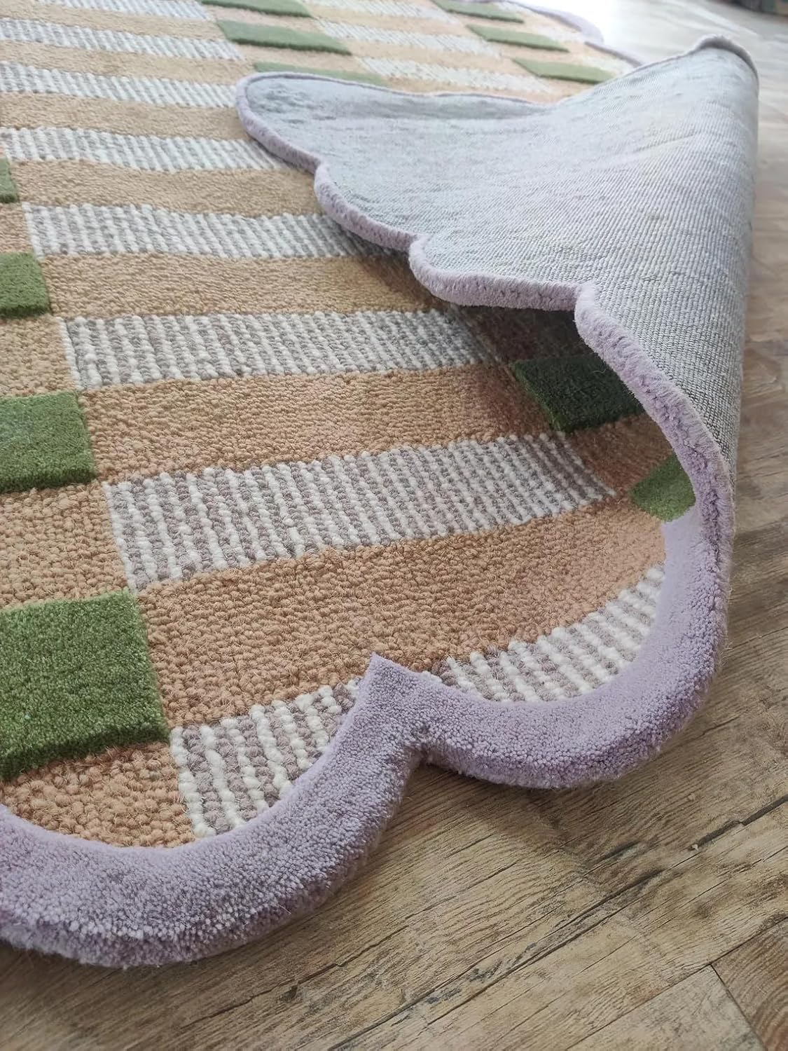 Matilda Goad Plaid Scallop Beige Color Rug - Image 21