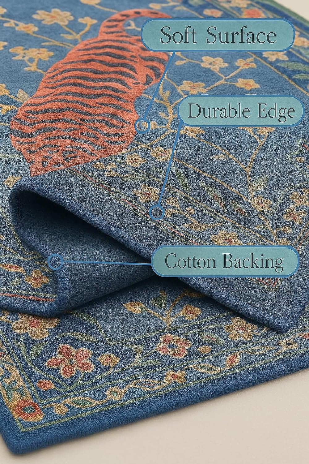 Contemporary Botanical Design Tiger Print Rug - Image 3