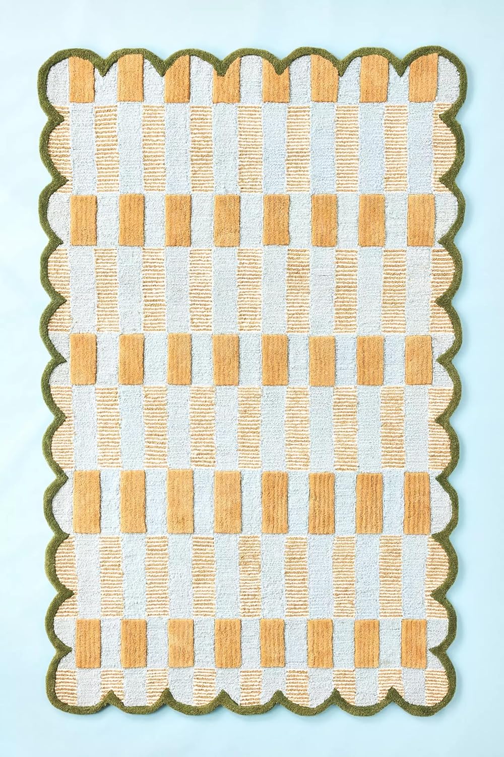 Matilda Goad Plaid Scallop Beige Color Rug - Image 11