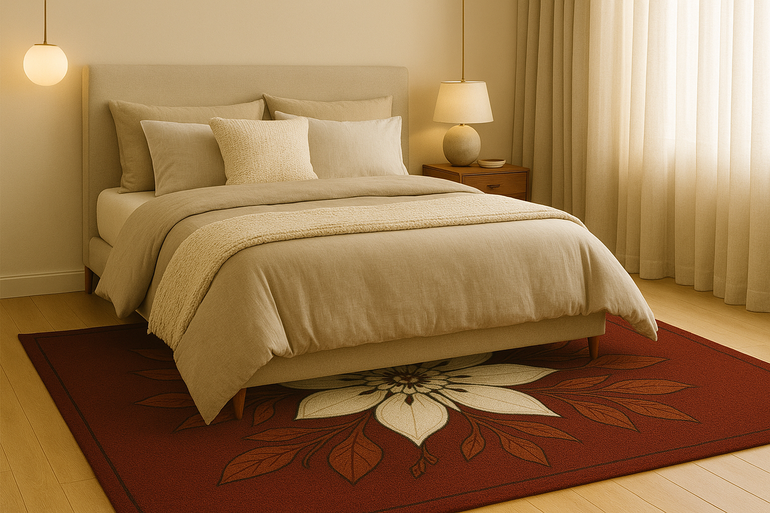 Hand-Tufted Brown Floral Print Wool Rug Soft Carpet Rugs , Living Room rugs - Image 5