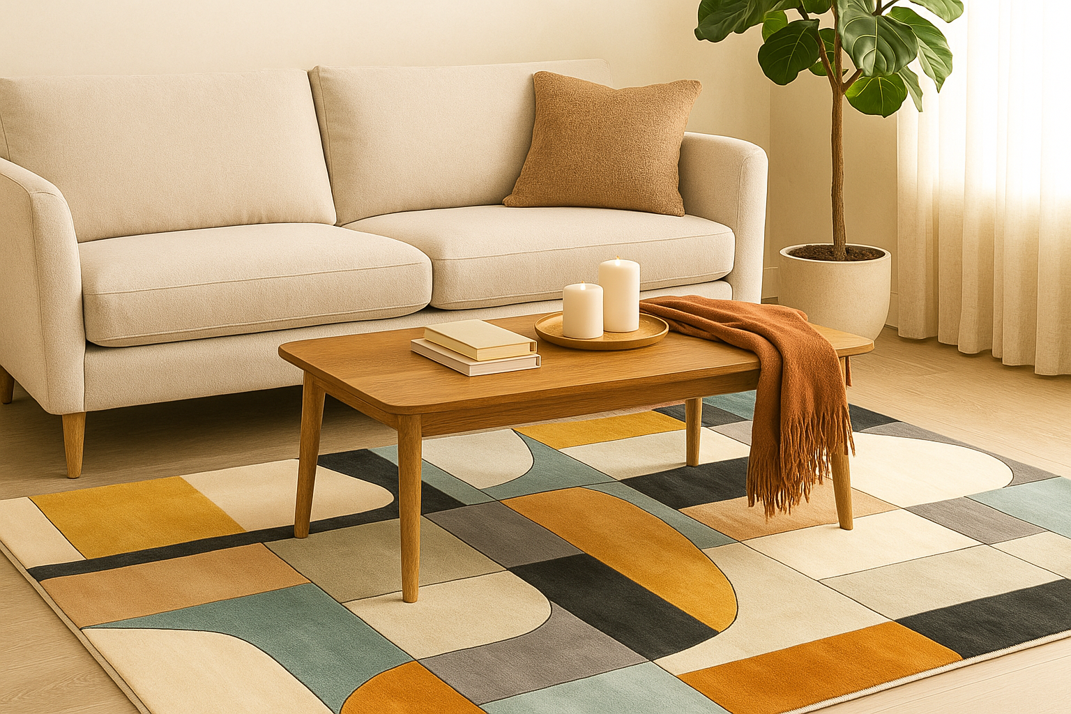 Wool Handtufted - Retroflux Wool Rug Soft Carpet, Living Room rugs - Image 6