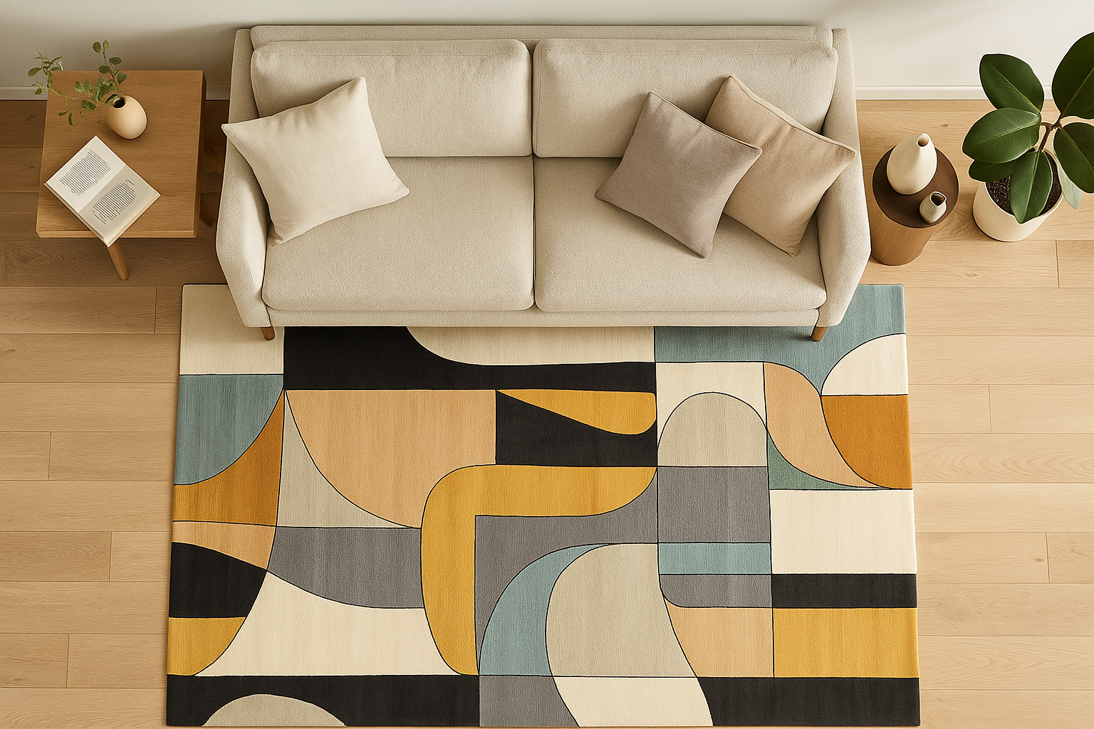 Wool Handtufted - Retroflux Wool Rug Soft Carpet, Living Room rugs - Image 7