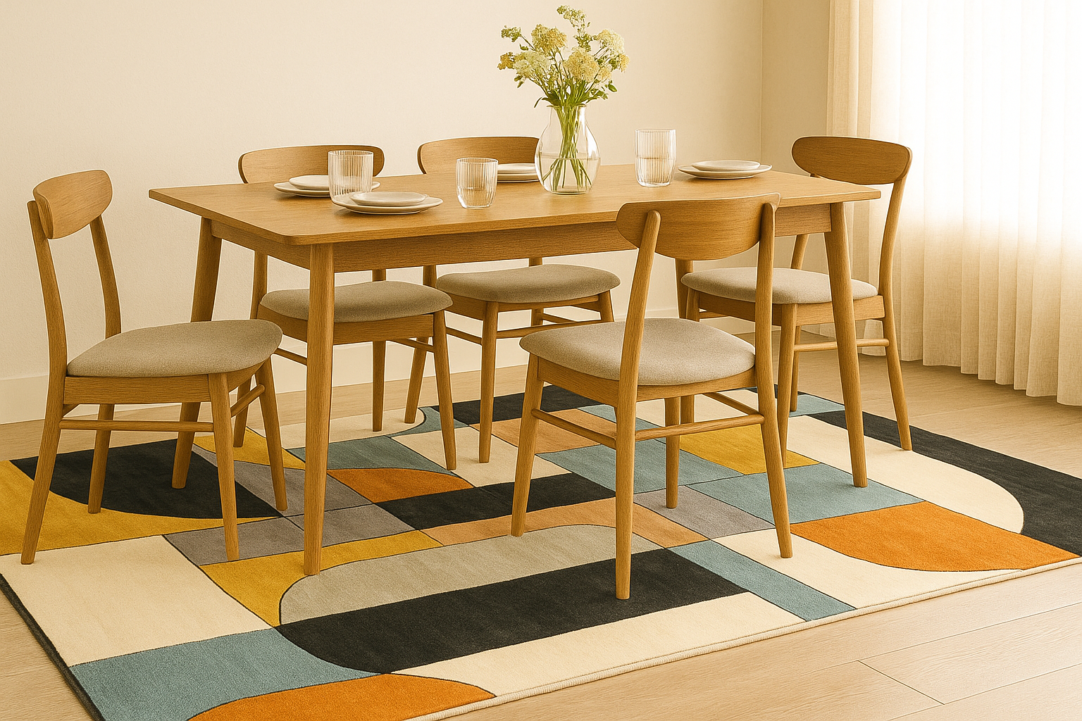 Wool Handtufted - Retroflux Wool Rug Soft Carpet, Living Room rugs - Image 5