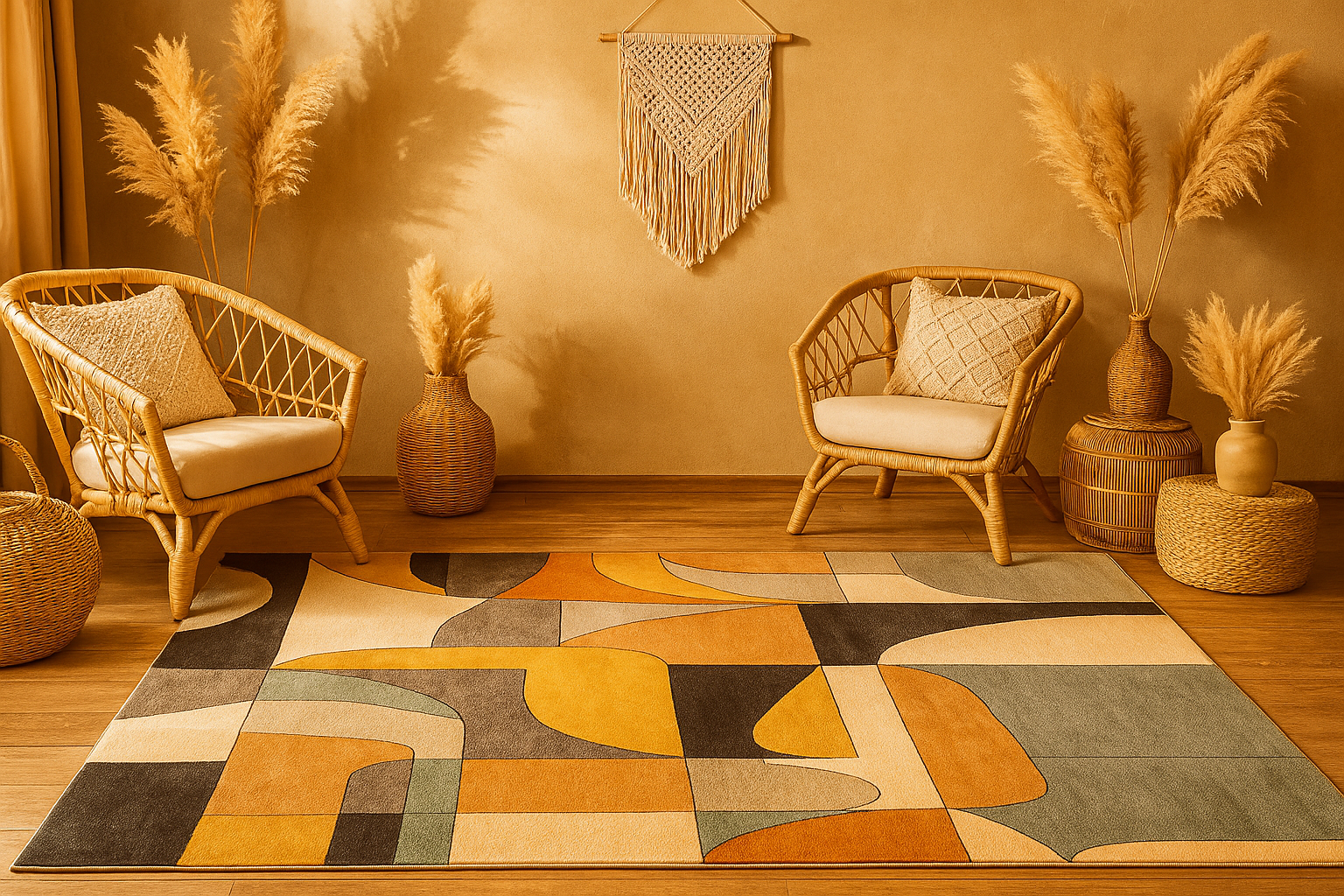 Wool Handtufted - Retroflux Wool Rug Soft Carpet, Living Room rugs - Image 2