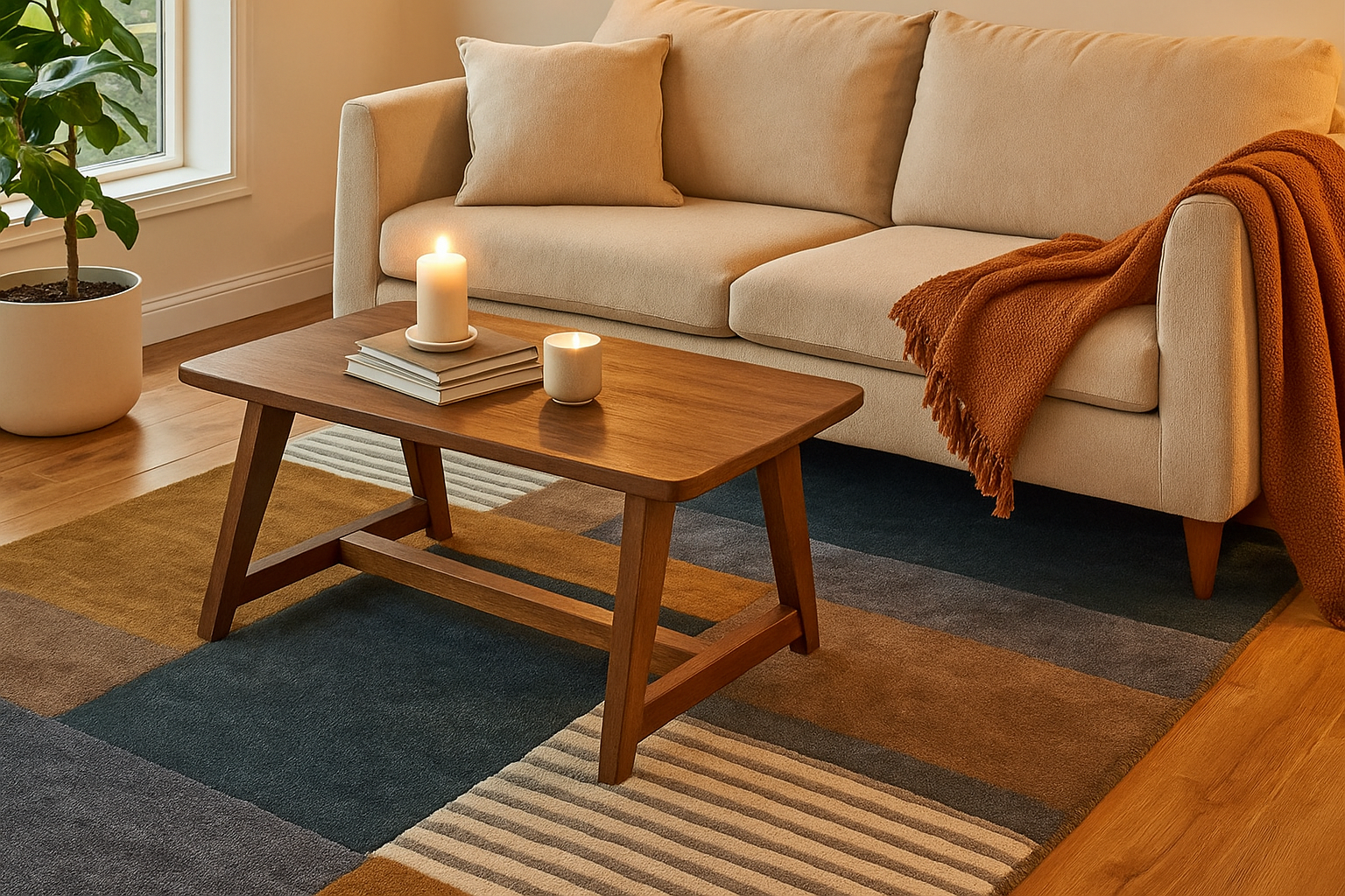 Hand tufted-Cinnamon Salmagundi, Wool Rug Soft Carpet Living Room - Image 4