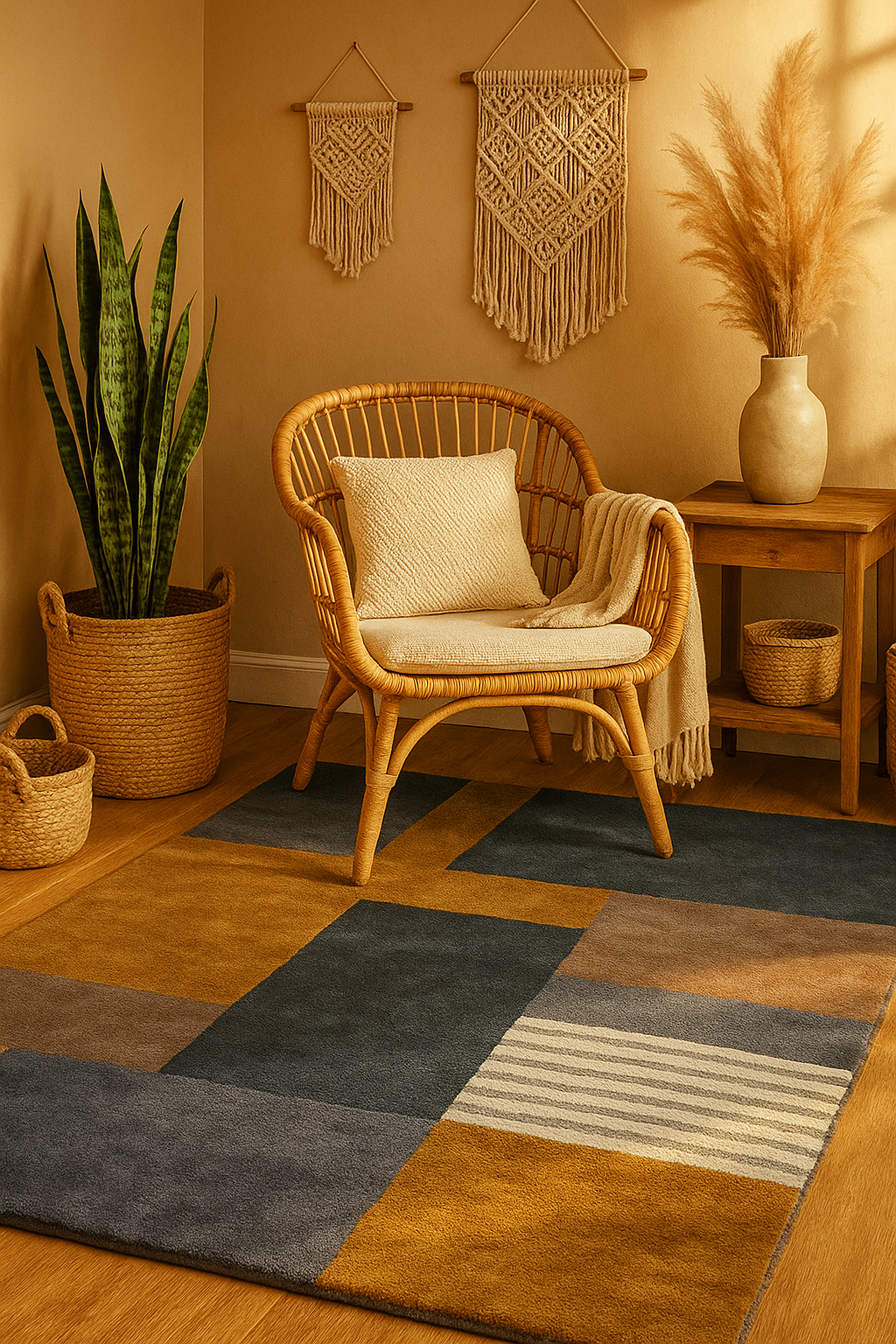 Hand tufted-Cinnamon Salmagundi, Wool Rug Soft Carpet Living Room - Image 7