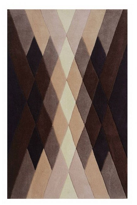 Brown Beige And Ivory Abstract Pattern Hand Tufted Wool Carpet