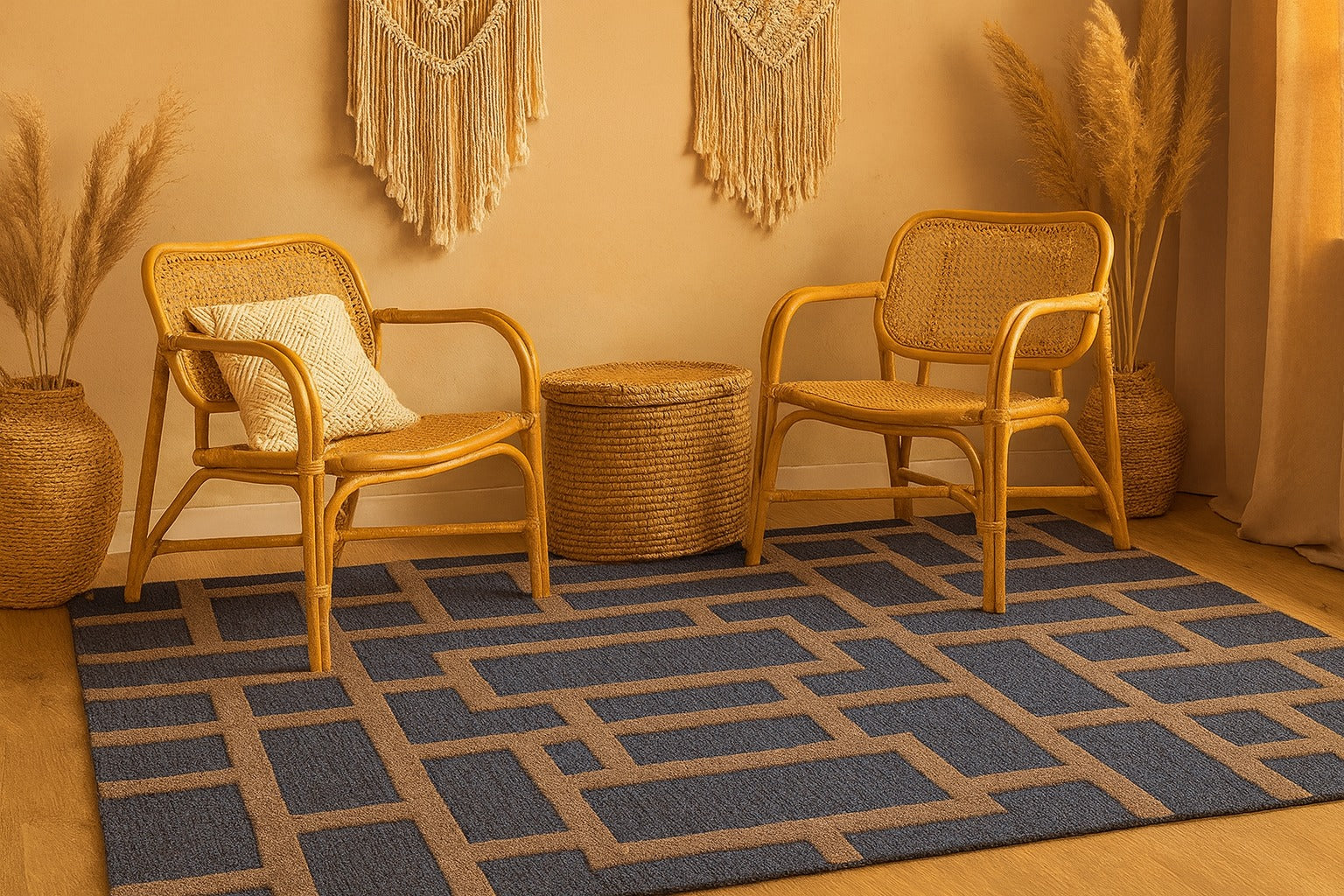 Hand-Tufted Modern Design Wool Rug Soft & Durable Carpet - Image 2