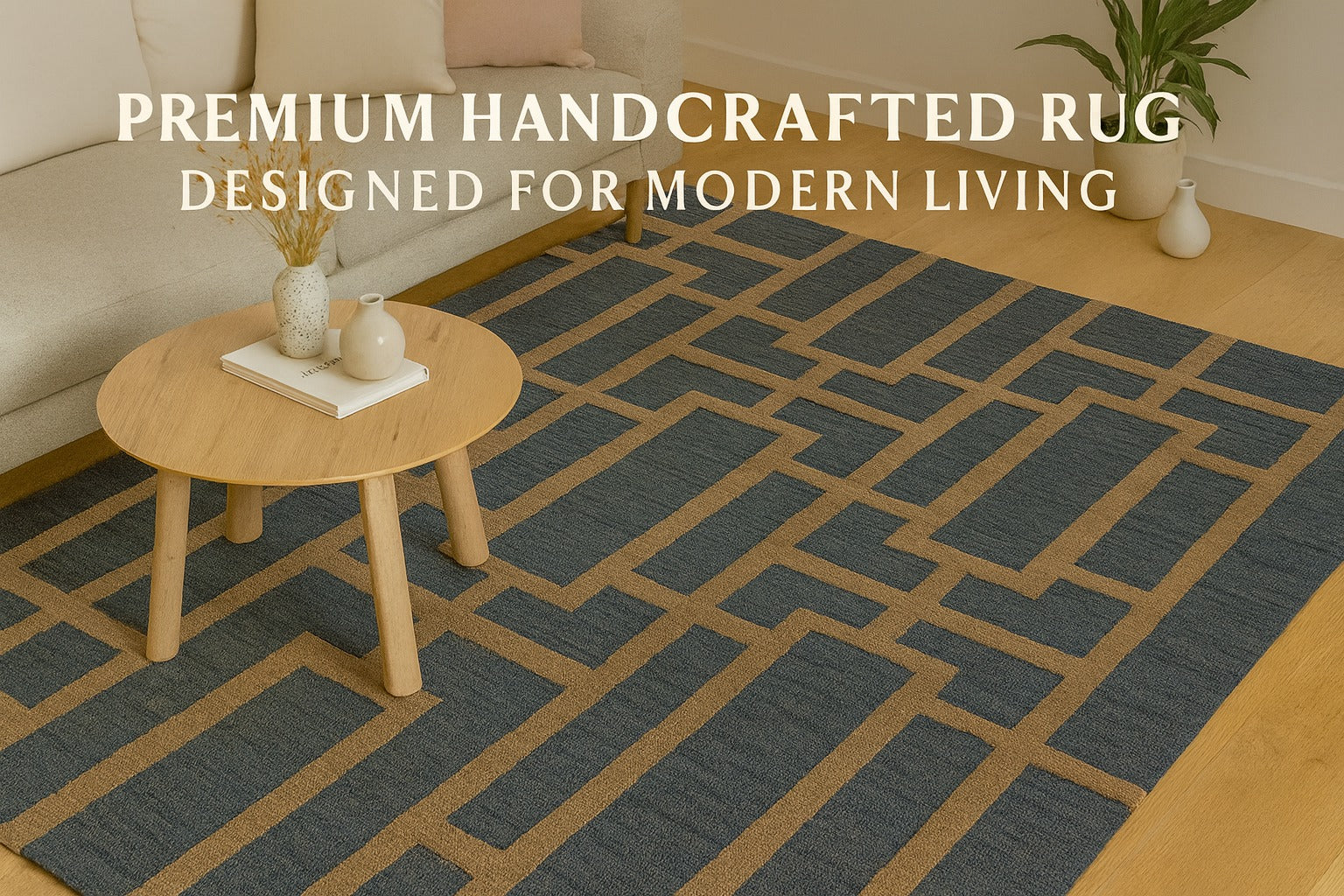 Hand-Tufted Modern Design Wool Rug Soft & Durable Carpet - Image 5