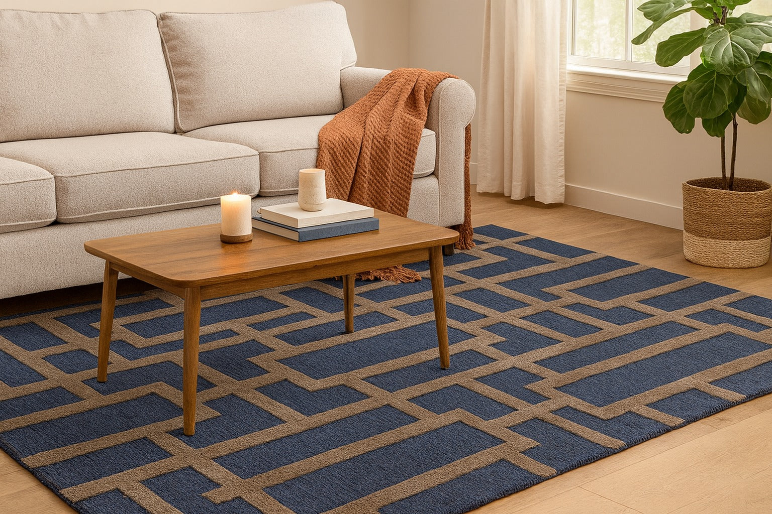 Hand-Tufted Modern Design Wool Rug Soft & Durable Carpet - Image 6