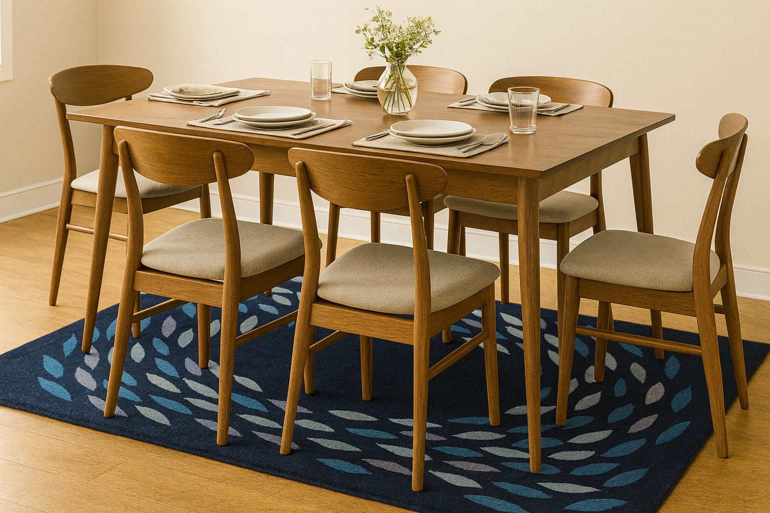 Blue And Silver Absract Hand Tufted Wool Rug Soft Carpet - Image 5