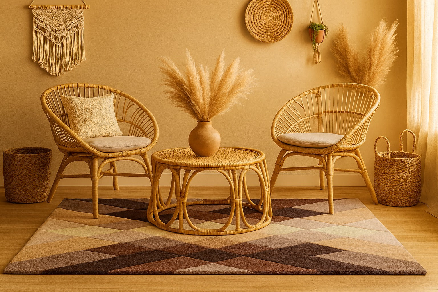 Brown Beige And Ivory Abstract Pattern Hand Tufted Wool Carpet - Image 3