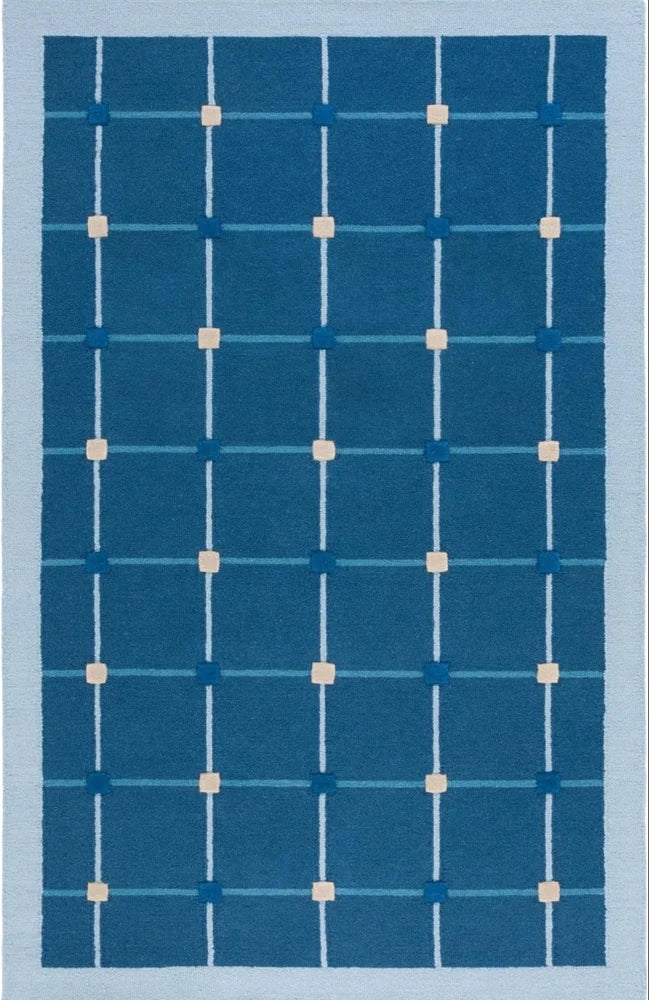 Handmade Genre Solenne Checkered , Soft Wool Rugs Carpet